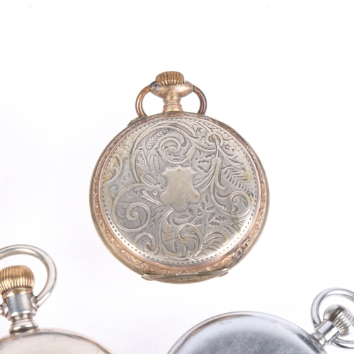 1121 - 5 pocket watches, including Waltham sterling silver example, case width 55mm (5)