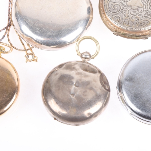 1121 - 5 pocket watches, including Waltham sterling silver example, case width 55mm (5)