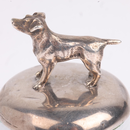 1752 - ASPREY - a George V novelty silver dog paperweight, Maple & Co, London 1931, loaded base, 6cm, 9.5oz... 