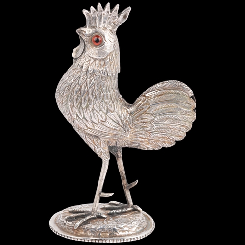 1754 - A fine quality Dutch silver figural cockerel table pepperette, Jan van Dijk, circa 1900, realistical... 