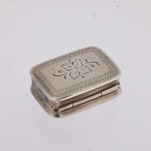 1781 - A William IV silver vinaigrette, Nathaniel Mills, Birmingham 1833, rectangular cushion form, with br... 