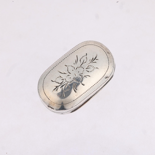 1784 - A George III silver vinaigrette, Joseph Willmore, Birmingham 1818, oval form with bright-cut engrave... 