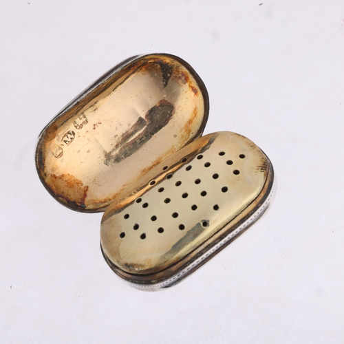 1784 - A George III silver vinaigrette, Joseph Willmore, Birmingham 1818, oval form with bright-cut engrave... 