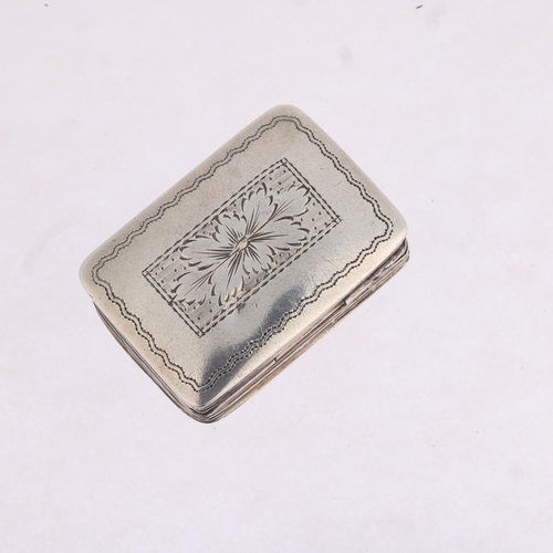 1785 - A George IV silver vinaigrette, William Simpson, Birmingham 1829, rectangular form, with bright-cut ... 