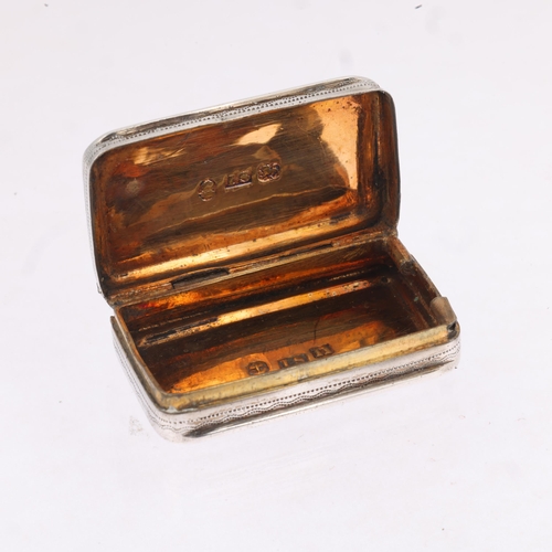 1789 - A George III silver vinaigrette, maker IS, Birmingham 1811, rectangular form, with allover bright-cu... 