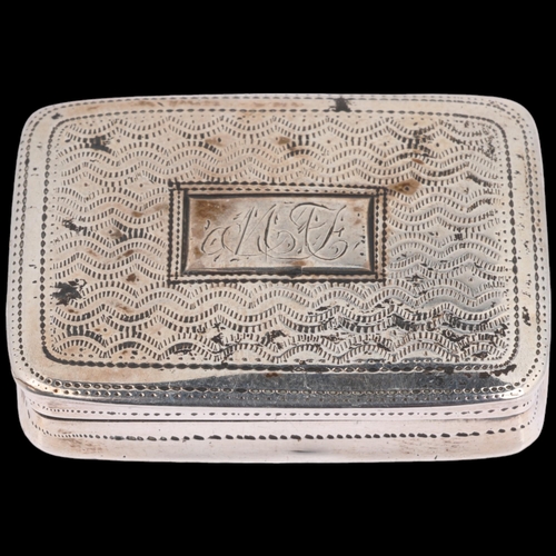 1791 - A George IV silver vinaigrette, Joseph Willmore, Birmingham 1823, rectangular cushion form, with bri... 