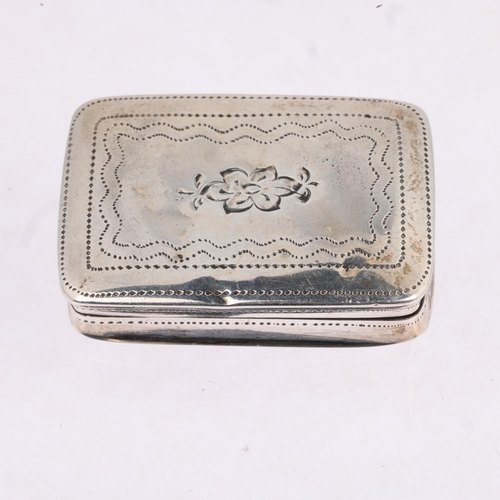 1791 - A George IV silver vinaigrette, Joseph Willmore, Birmingham 1823, rectangular cushion form, with bri... 