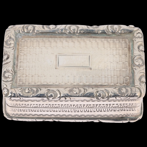 1796 - A William IV silver vinaigrette, Edward Smith, Birmingham 1831, rectangular form, with engine turned... 