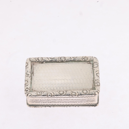 1796 - A William IV silver vinaigrette, Edward Smith, Birmingham 1831, rectangular form, with engine turned... 