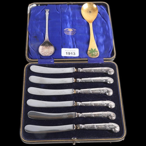 1913 - Various silver, including Georg Jensen 1975 Anniversary spoon, etc