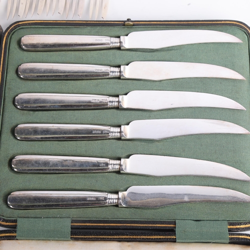 1914 - Various silver flatware, including cake forks, teaspoons, etc, 3.2oz weighable