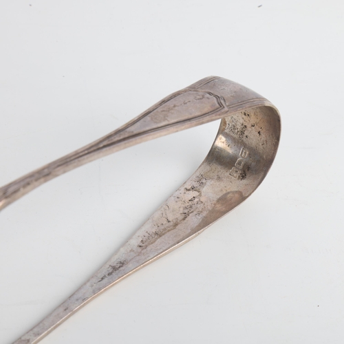 1919 - A pair of George V silver asparagus serving tongs, Josiah Williams & Co, London 1915, 20cm, 4.6oz