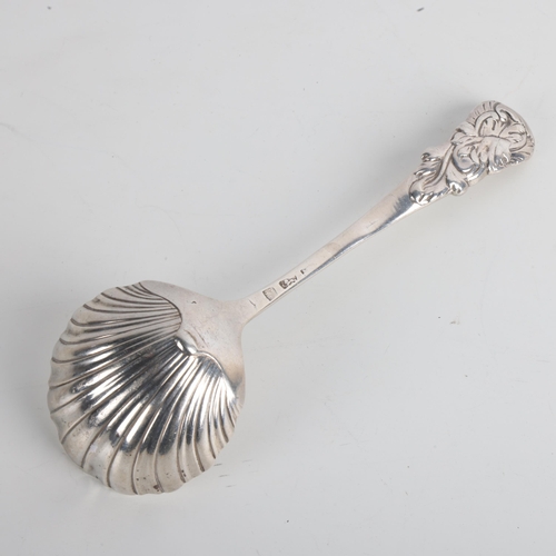 1921 - A George III cast silver shell sauce ladle, Thomas & William Chawner, circa 1760, 18cm, 3.5oz