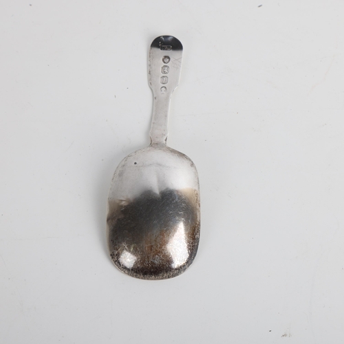 1928 - A George IV silver Fiddle pattern tea caddy spoon, William Traies, London 1826, bright-cut floral en... 