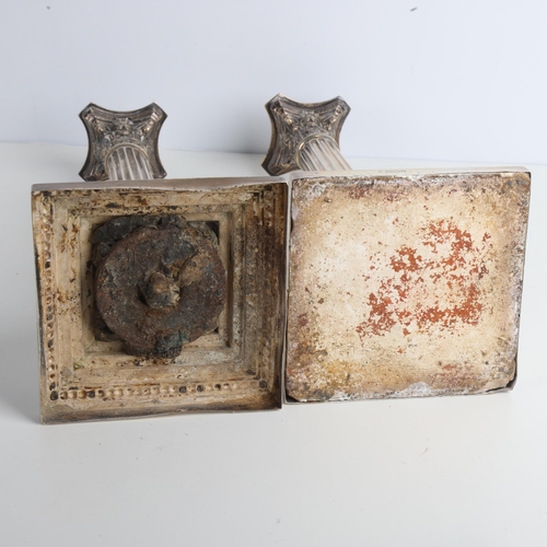 1935 - A pair of Edwardian silver Corinthian column table candlesticks, Walter Latham & Son, Sheffield 1909... 