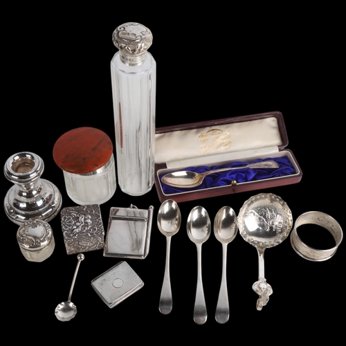 1941 - Various silver, including embossed box, dressing table toilet jars, etc