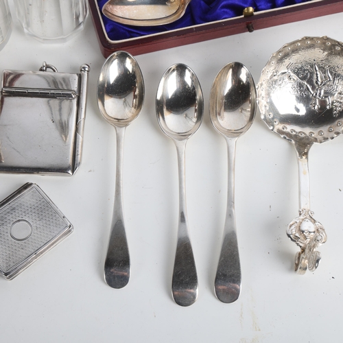 1941 - Various silver, including embossed box, dressing table toilet jars, etc