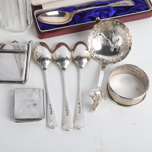 1941 - Various silver, including embossed box, dressing table toilet jars, etc