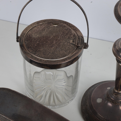 1945 - **WITHDRAWN** - Various silver, including pair of candlesticks, honey jar, clothes brush, etc