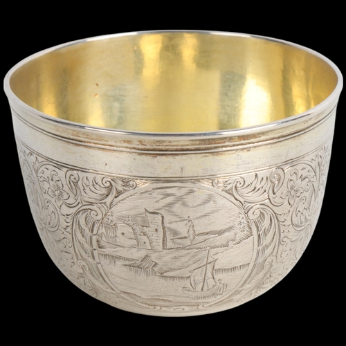 1955 - An Important 17th century German parcel-gilt silver tumbler cup, Augsburg, circa 1670 (with 19th cen... 