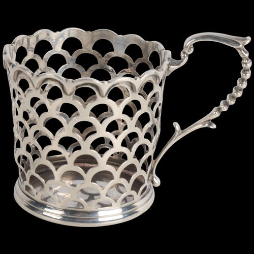 1956 - A George VI silver tea cup holder, Mappin & Webb, Sheffield 1950, 6.5cm, 2.2oz