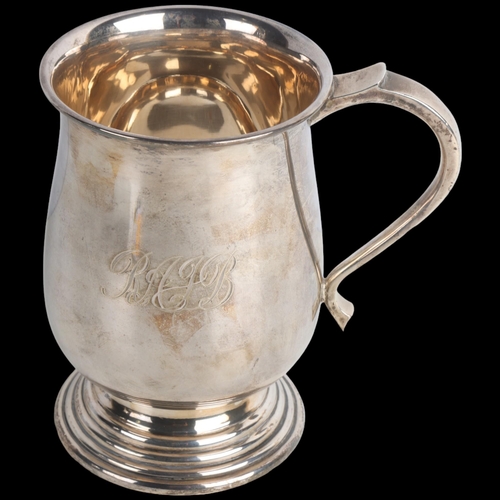 1958 - A George VI silver baluster pint mug, Alexander Clark & Co Ltd, Sheffield 1938, 13cm, 11.6oz