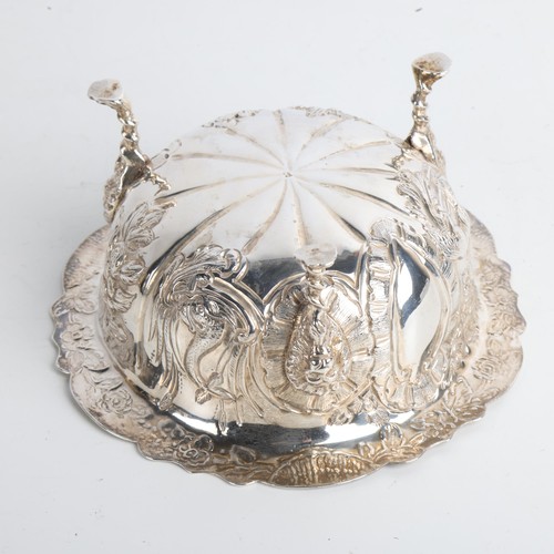 1964 - An Edwardian Irish silver bowl, Wakeley & Wheeler, Dublin 1902, allover relief embossed decoration, ... 