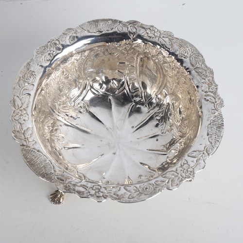 1964 - An Edwardian Irish silver bowl, Wakeley & Wheeler, Dublin 1902, allover relief embossed decoration, ... 