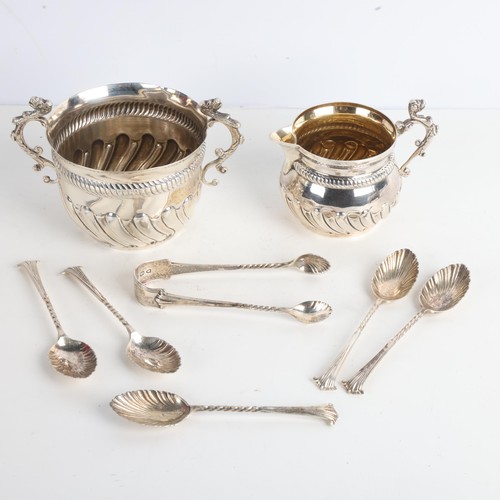 1966 - A cased late Victorian silver tea drinking set, Goldsmiths & Silversmiths Co Ltd, London 1893, inclu... 