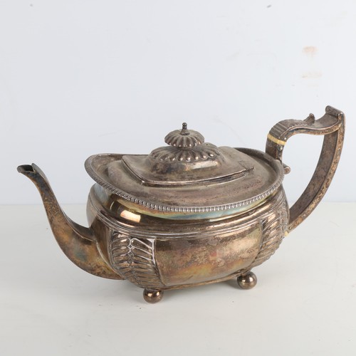 1969 - **WITHDRAWN** - A George III silver teapot, Charles Fox, London 1815, oval bulbous form, with relief... 