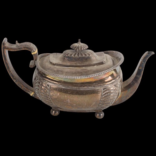 1969 - **WITHDRAWN** - A George III silver teapot, Charles Fox, London 1815, oval bulbous form, with relief... 