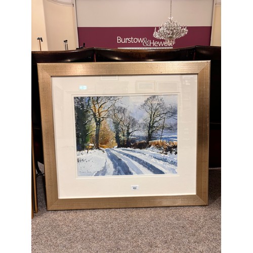 802 - Richard Thorn, Evening Sets in February Snow on Dartmoor, watercolour, signed, 38cm x 48cm, framed