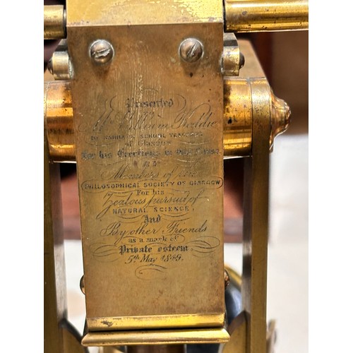 36 - A good quality 19th century brass microscope, by A Ross of London, no. 260, brass lenses and accesso... 