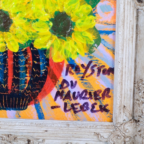 112 - Royston Du Maurier Lebek, oil on canvas, study of sunflowers, 55cm x 45cm overall