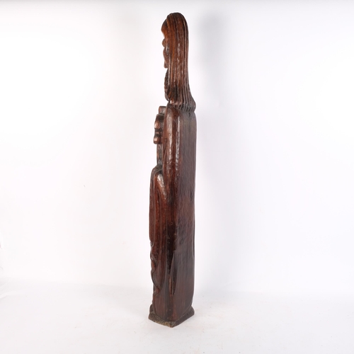 115 - A carved and stained pine study of St Peter, H92cm