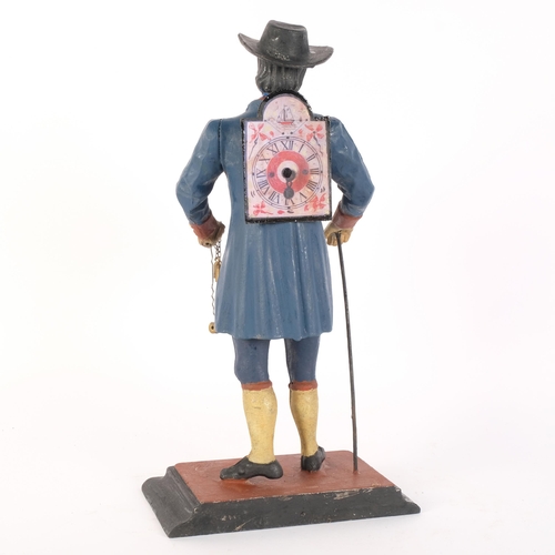 19 - A novelty Dutch peddler clock figure, H39cm