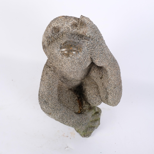 39 - A large hand carved stone study of a monkey, H46cm