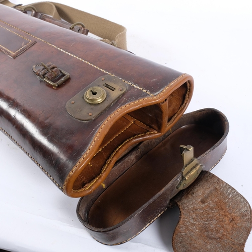 77 - Victorian brown leather leg-of-mutton shotgun case, L80cm