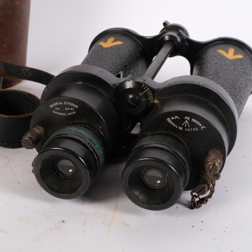 83 - A pair of Barr & Stroud Royal Navy anti-submarine hunting binoculars, serial no. 54742, with militar... 