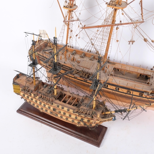 85 - A small scratch-built scale model of the HMS Victory, H34cm, and a scratch-built scale model of a 3-... 