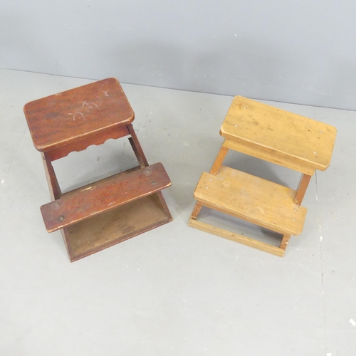 Two similar Japanese step stools. Tallest 39x64x27cm.