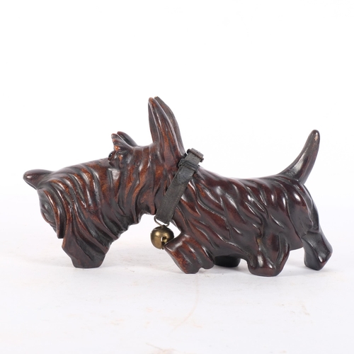 162 - A Black Forest style carved study of a Scottie dog, L21cm