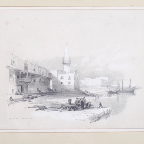 343 - David Roberts, a pair of 19th century lithographs, quay at Suez and Pyramids of Gezeeh from the Nile... 