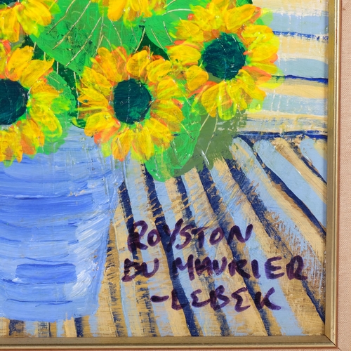 345 - Royston Du Maurier Lebek, oil on canvas, yellow daisies, 65cm x 55cm overall, framed