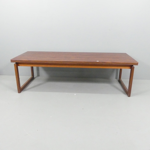 2662 - A mid-century modern Scandinavian design teak and rosewood-veneered coffee table, indistinctly marke... 