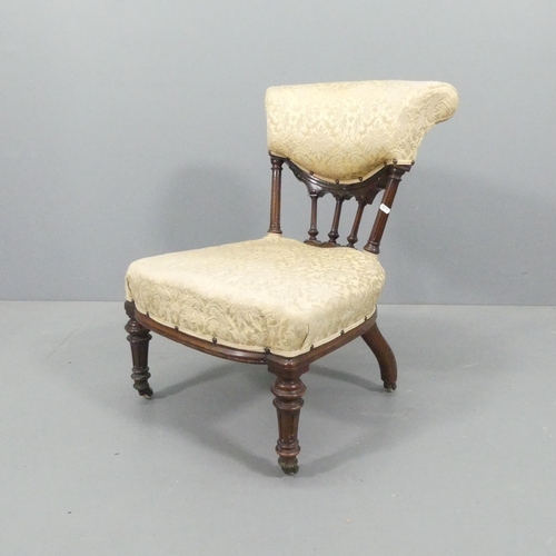 2674 - A Victorian mahogany and upholstered nursing chair, and a bamboo child's chair. (2)