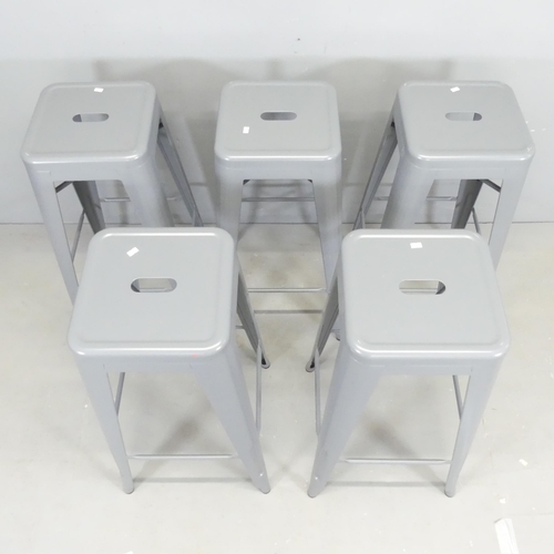 2649 - A set of five painted metal Tolix-style stacking stools. Height 76cm.