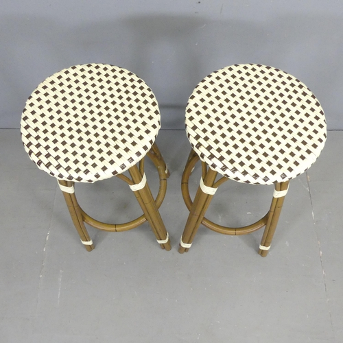 2654 - A pair of modern metal faux-bamboo bar stools. Height 80cm.