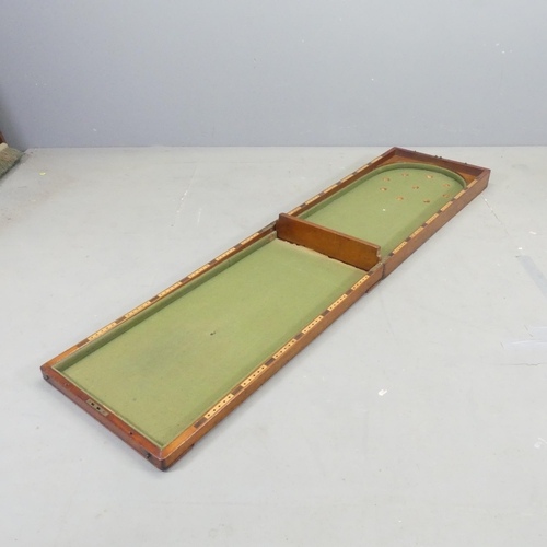 2663 - A vintage oak folding Bagatelle board. 46x12x91cm (folded).