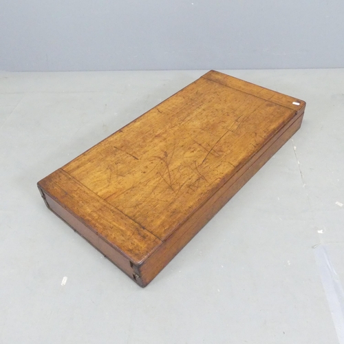 2663 - A vintage oak folding Bagatelle board. 46x12x91cm (folded).